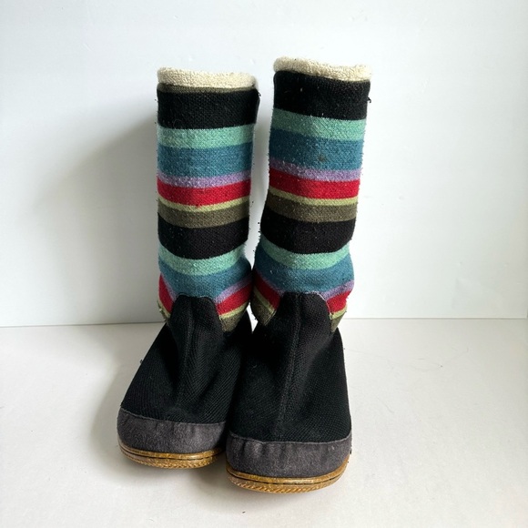 SmartWool Slippers Boot Over Easy Fritter Free Wool Colorful Stripe Womens 9 - Picture 4 of 15